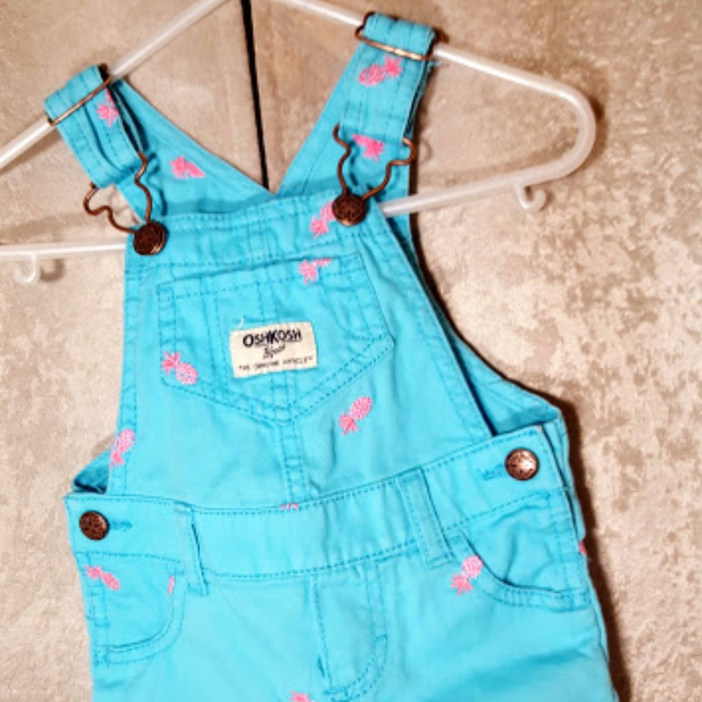 Oshkosh B'Gosh Aqua Shortalls sz 6 months